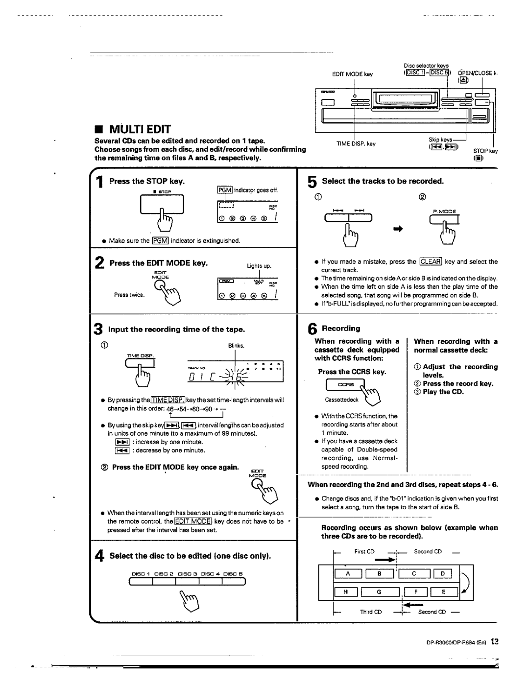 Kenwood DP-R894, DP-R3060 manual 