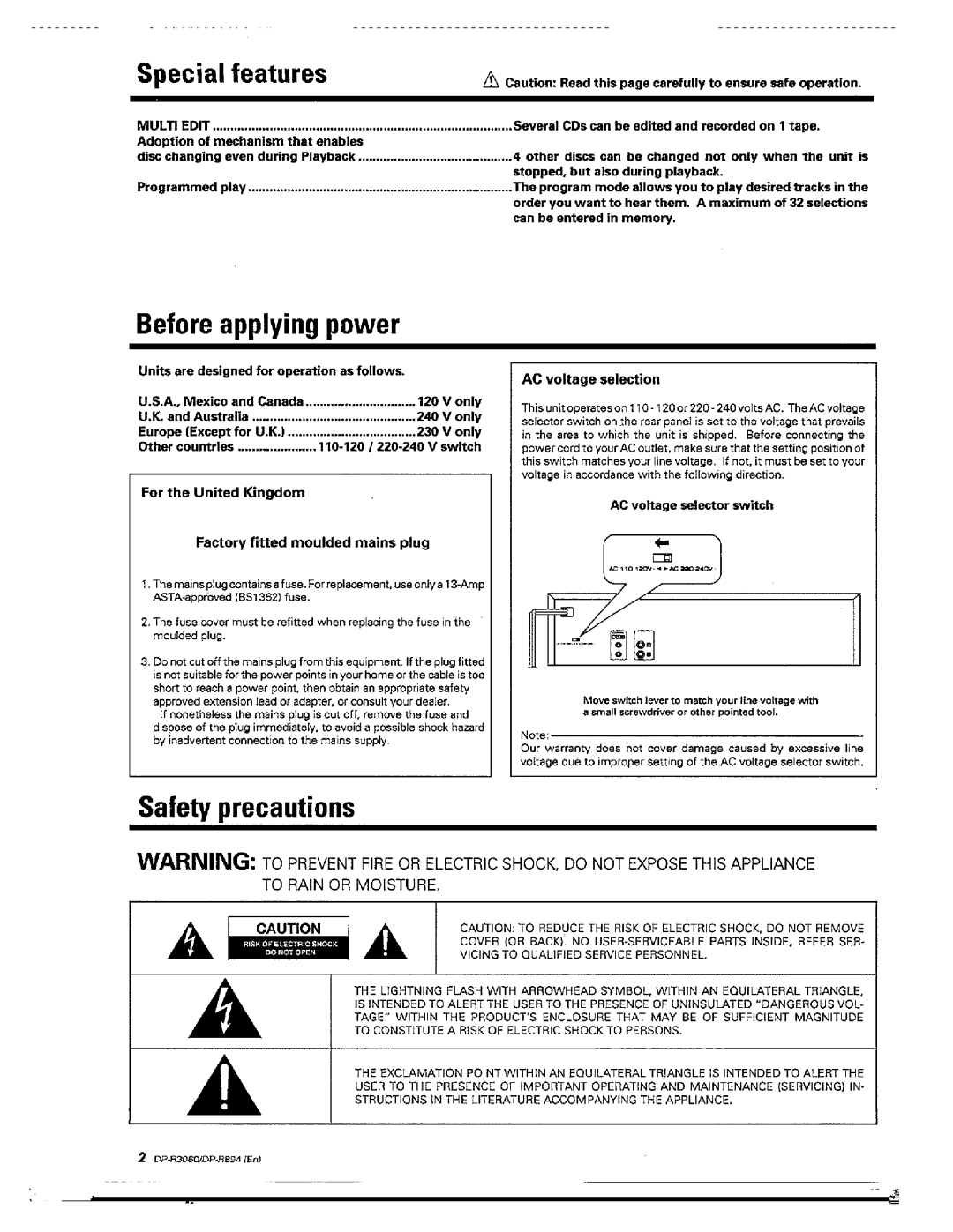 Kenwood DP-R3060, DP-R894 manual 