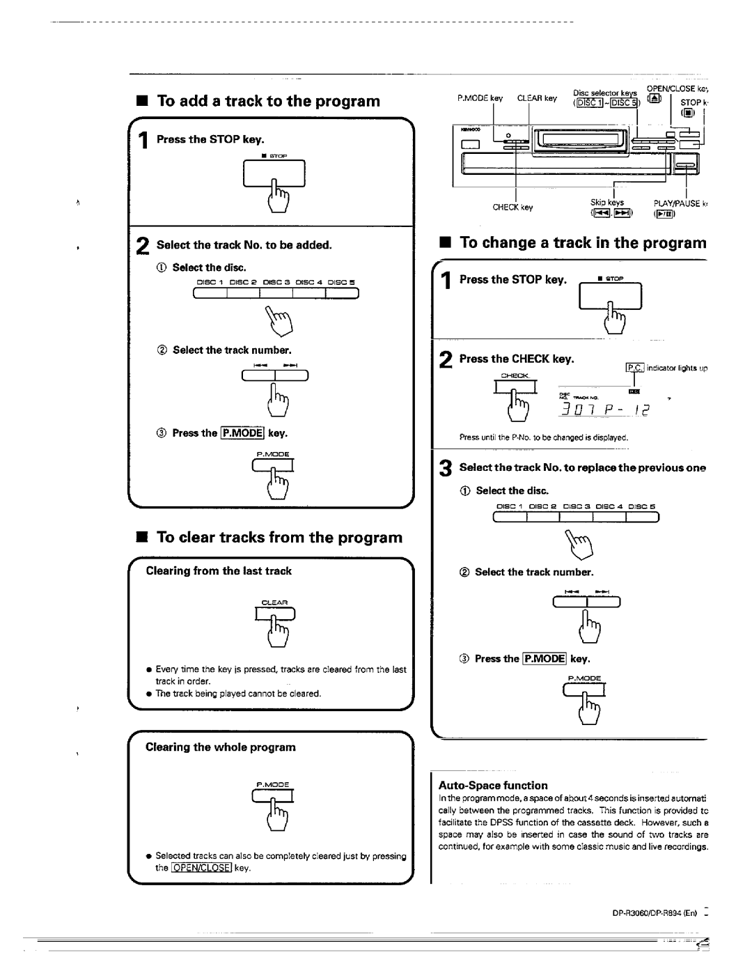 Kenwood DP-R894, DP-R3060 manual 