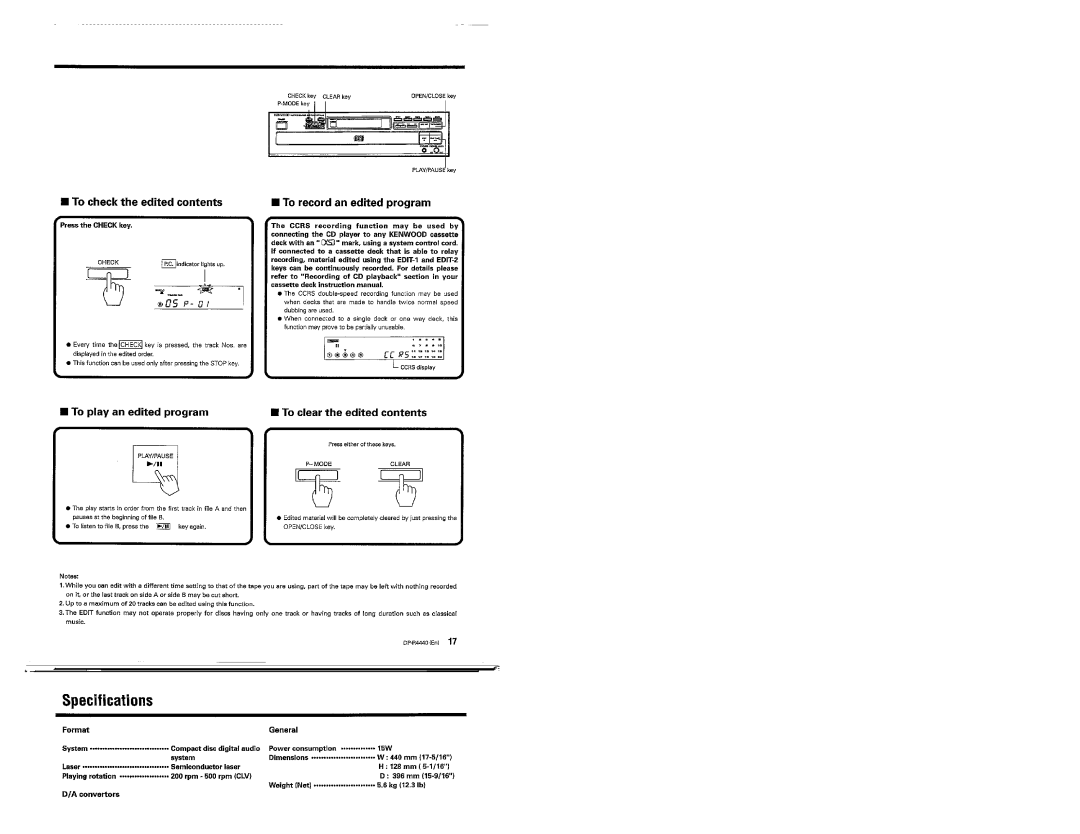 Kenwood DP-R4440 manual 