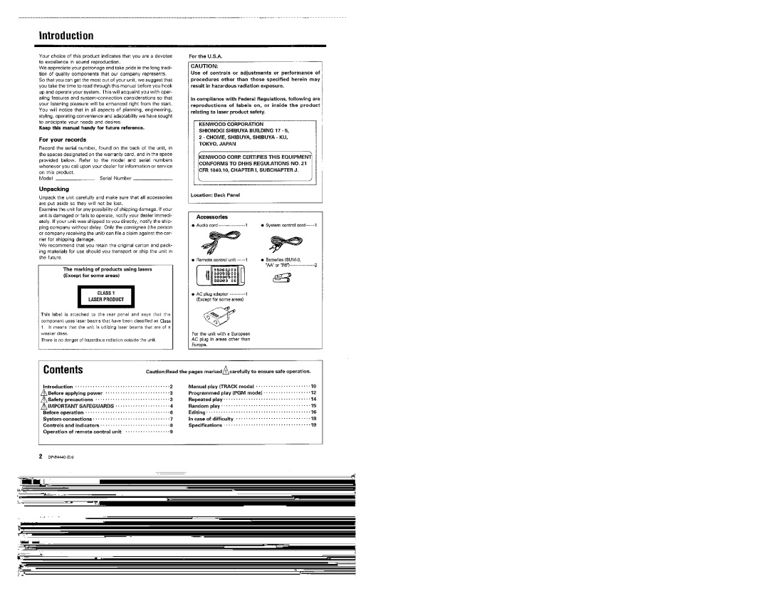 Kenwood DP-R4440 manual 