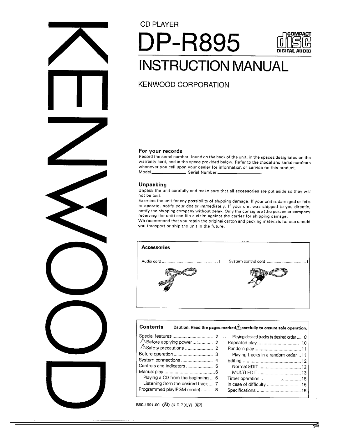 Kenwood DP-R895 manual 
