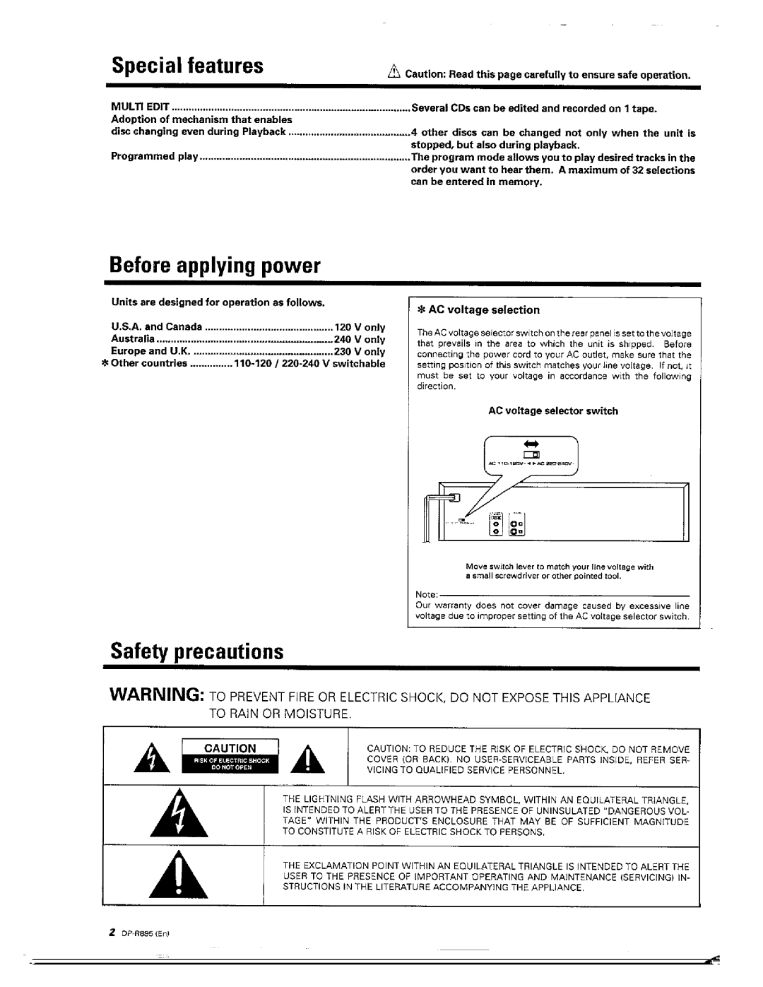Kenwood DP-R895 manual 