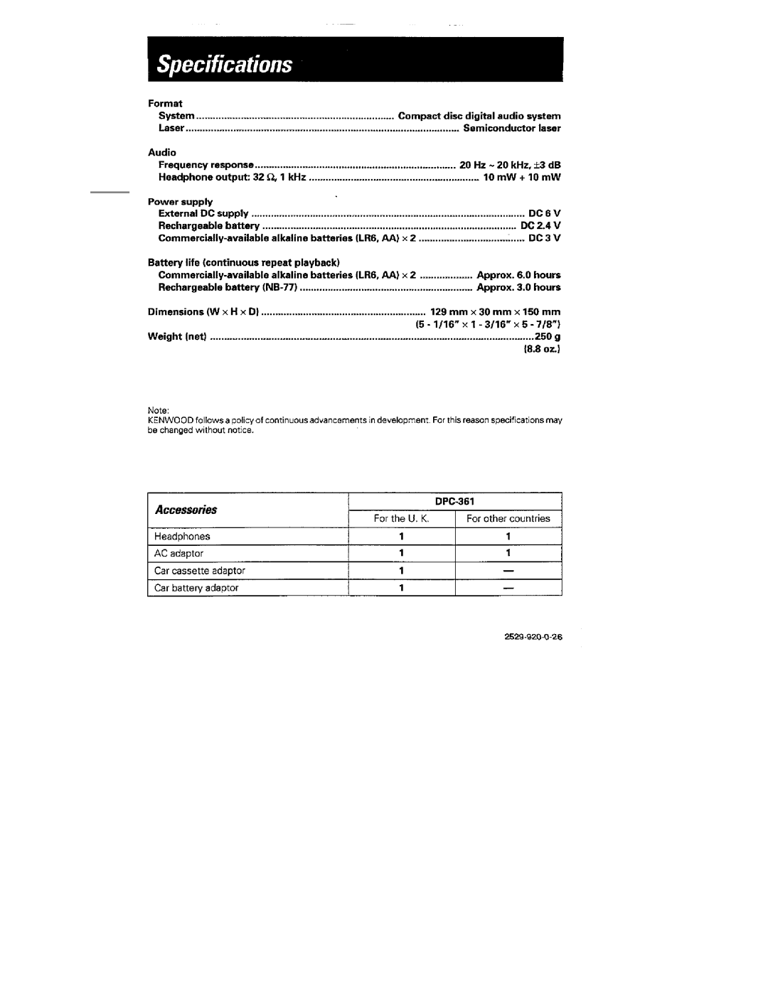 Kenwood DPC-361 manual 