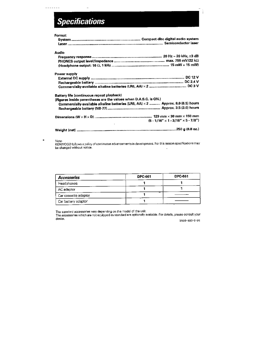 Kenwood DPC-661, DPC-561 manual 