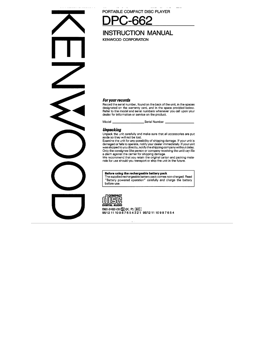 Kenwood DPC-662 manual 