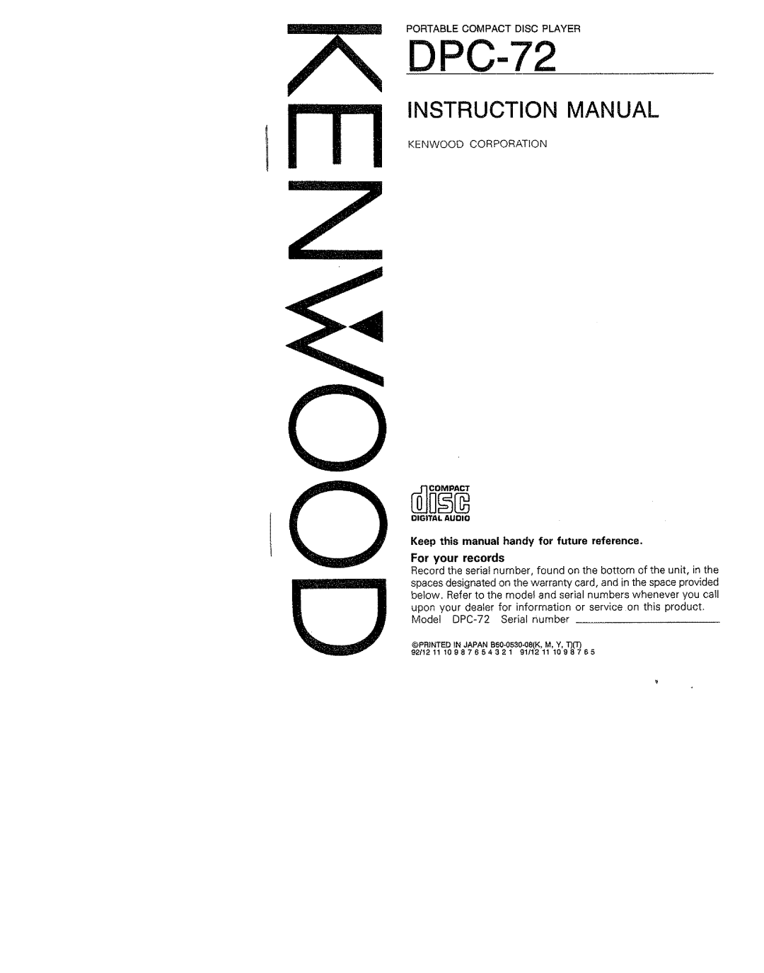 Kenwood DPC-72 manual 