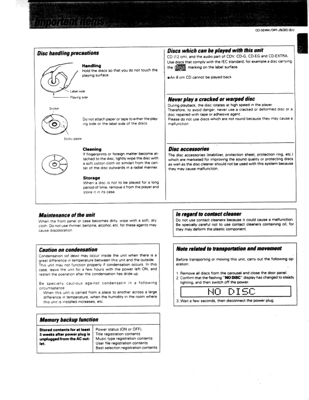 Kenwood CD-324M, DPF-J5020 manual 