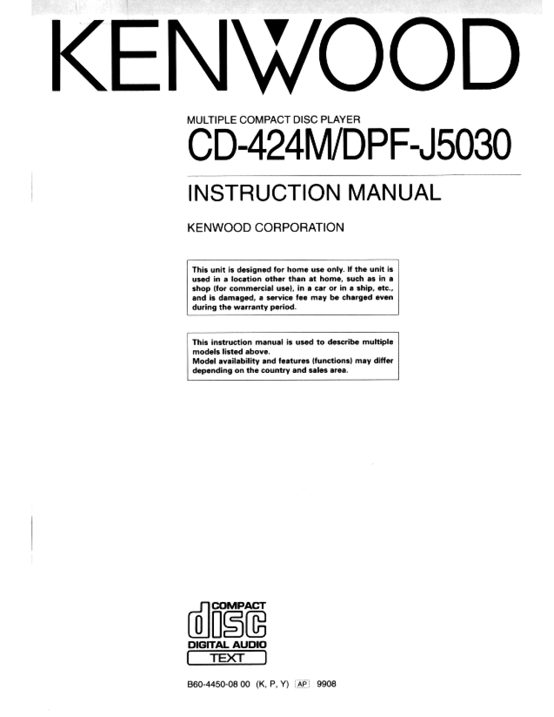 Kenwood CD-424M, DPF-J5030 manual 