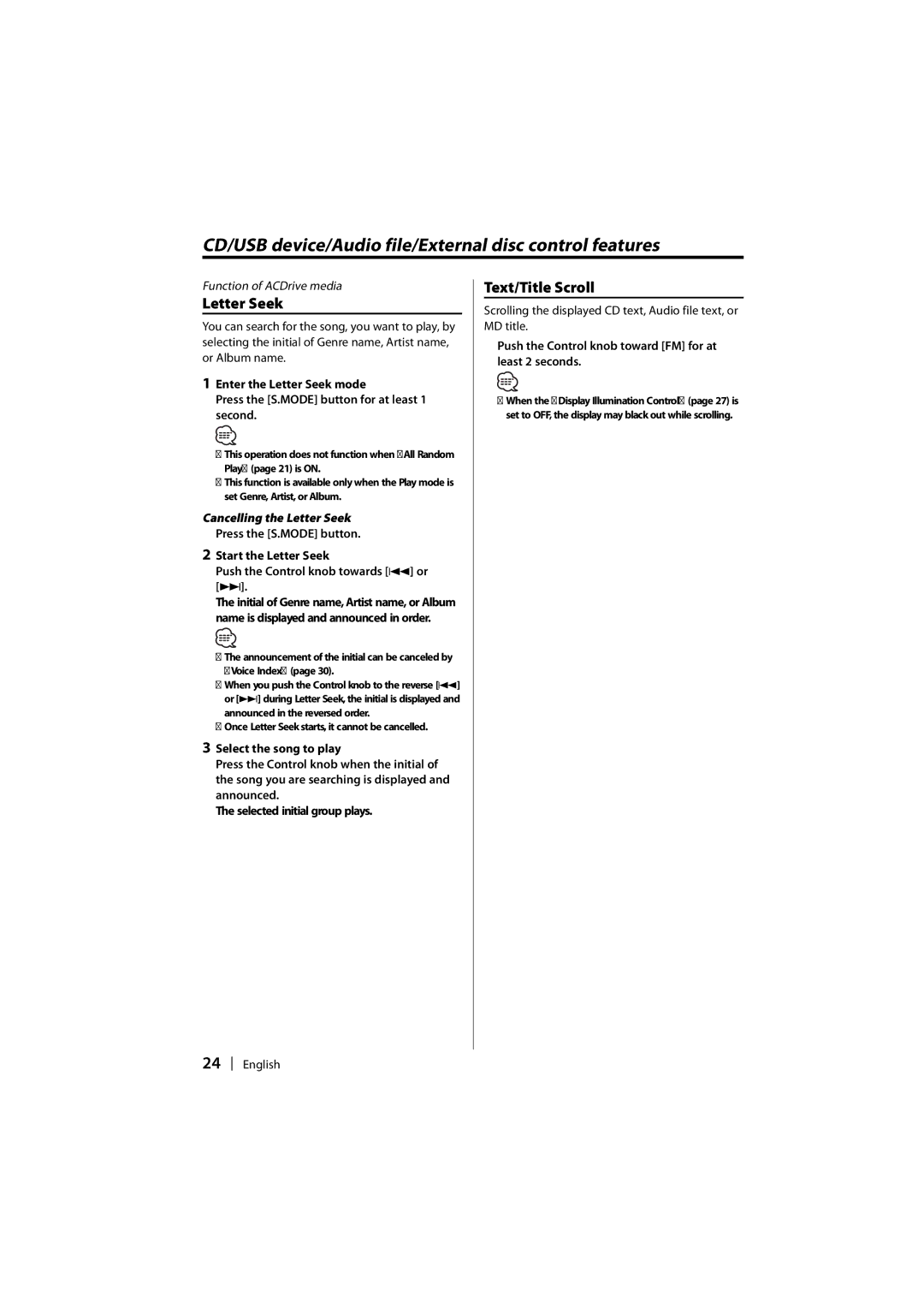 Kenwood DPX-MP2090U instruction manual Text/Title Scroll, Cancelling the Letter Seek, Selected initial group plays 