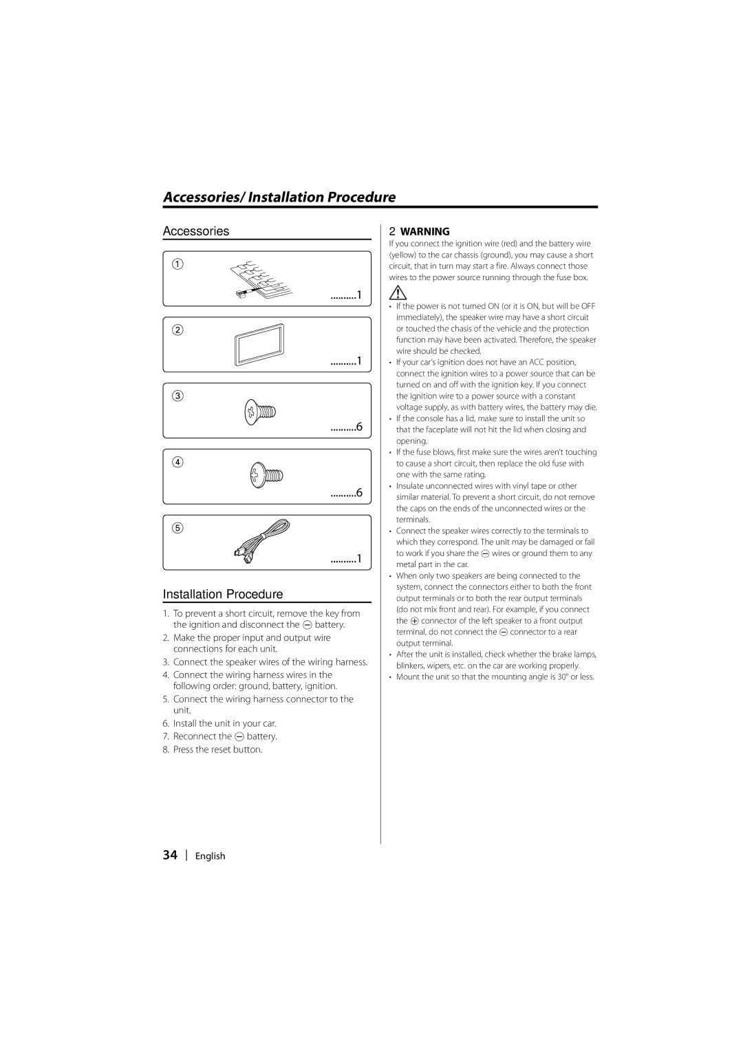 Kenwood DPX-MP2090U instruction manual Accessories/ Installation Procedure, Accessories Installation Procedure 