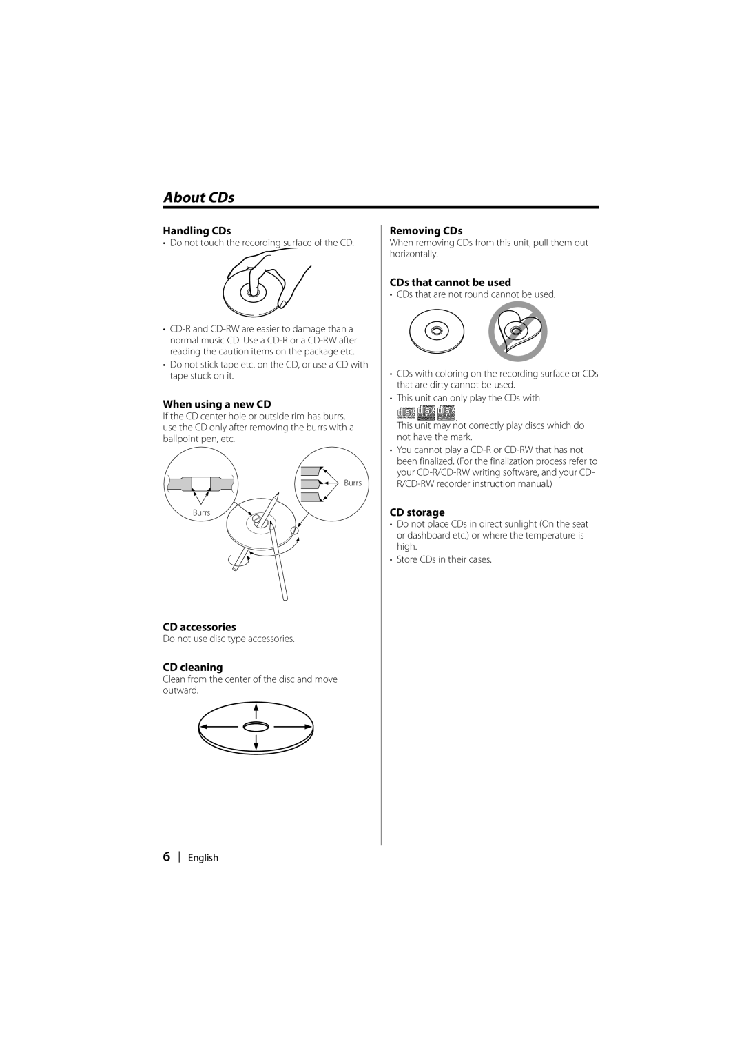 Kenwood DPX-MP2090U instruction manual About CDs 