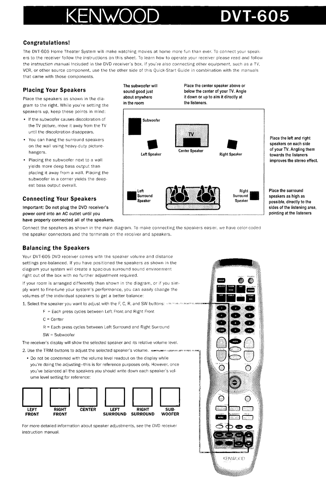 Kenwood DVR-6100K instruction manual Front 