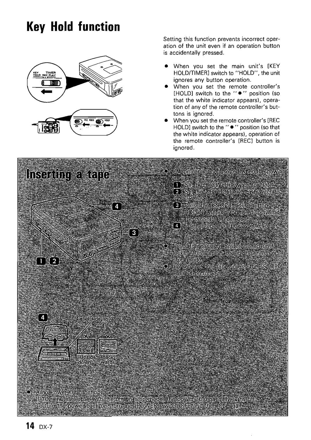 Kenwood DX-7 instruction manual Key Hold function 