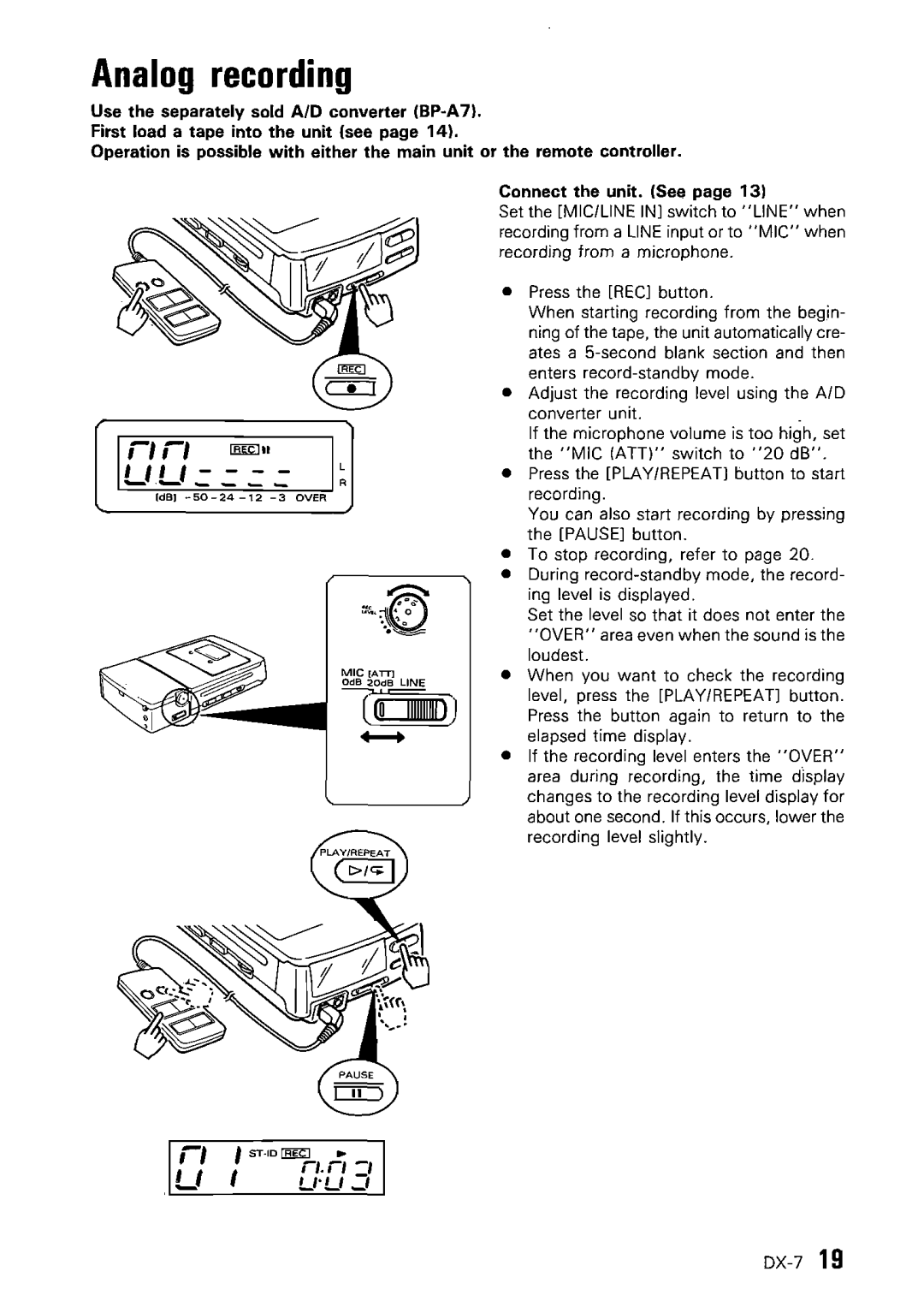 Kenwood DX-7 instruction manual Analog recording, Nn UU 