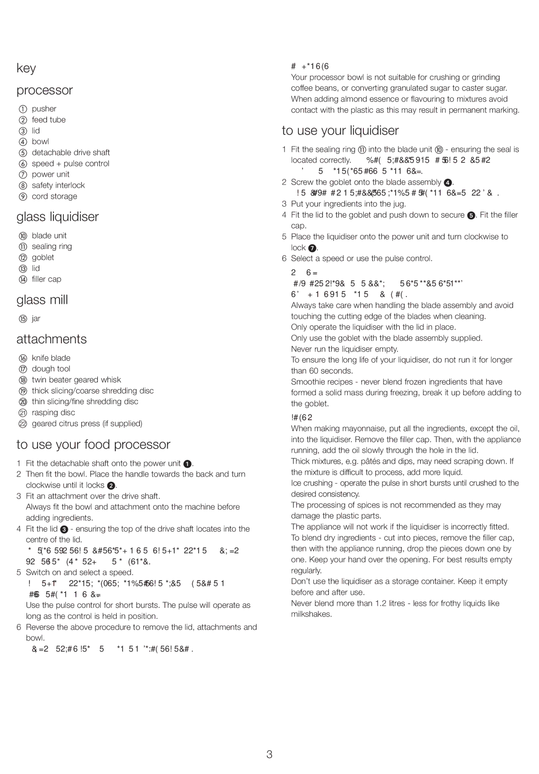 Kenwood FP260 Series manual Key Processor, Glass liquidiser, Glass mill, Attachments, To use your food processor 