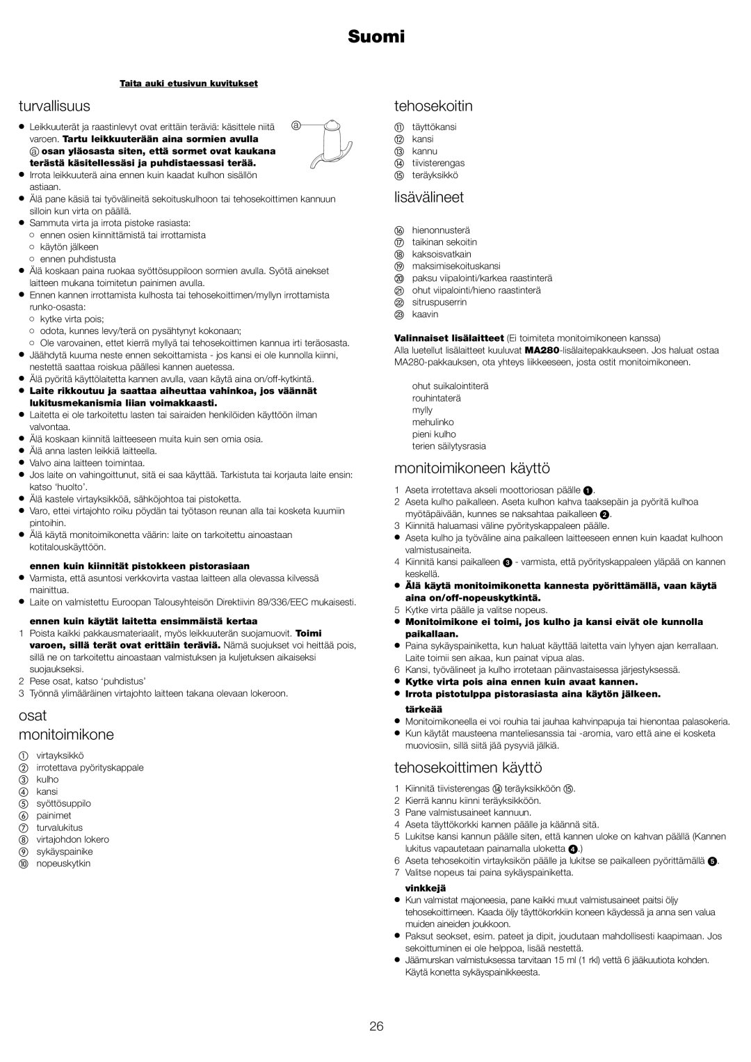 Kenwood FP591 manual Suomi 