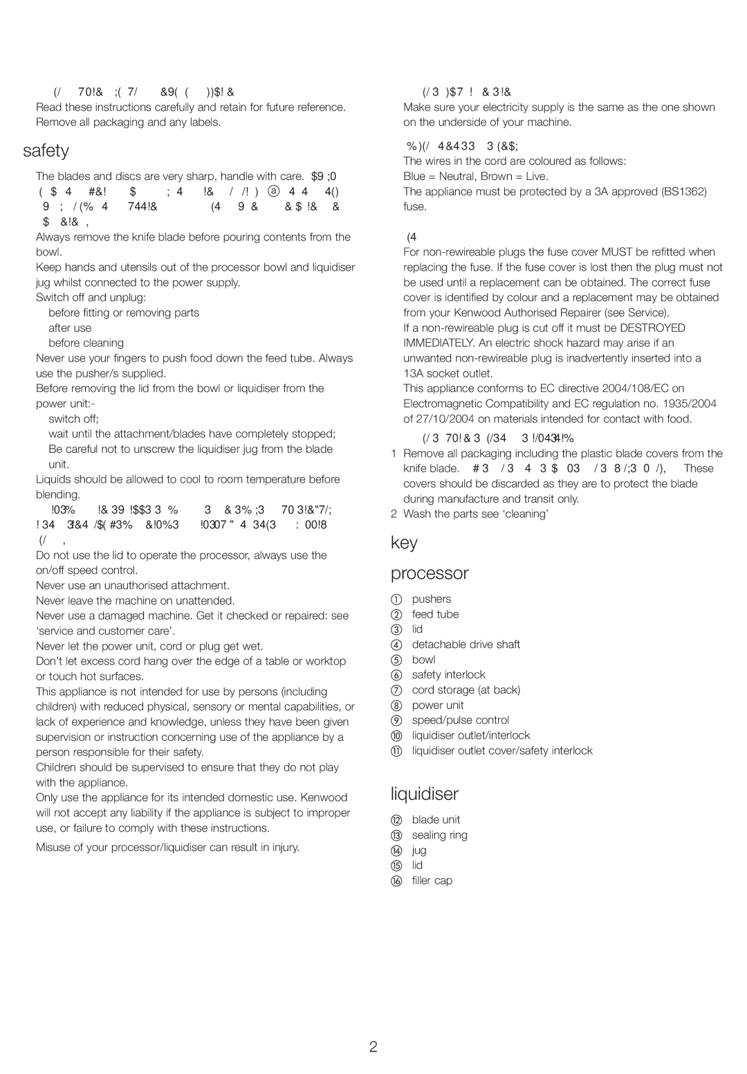 Kenwood FP620, FP615 manual Safety, Key Processor, Liquidiser 