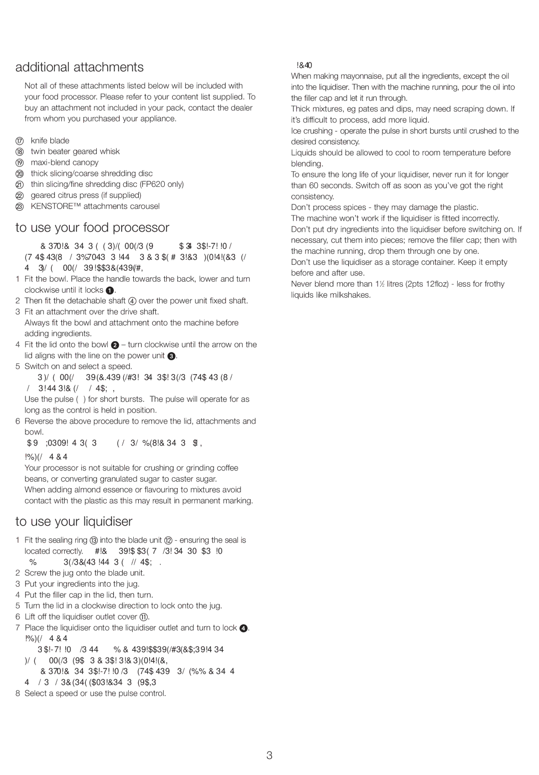 Kenwood FP615, FP620 manual Additional attachments, To use your food processor, To use your liquidiser, Hints 
