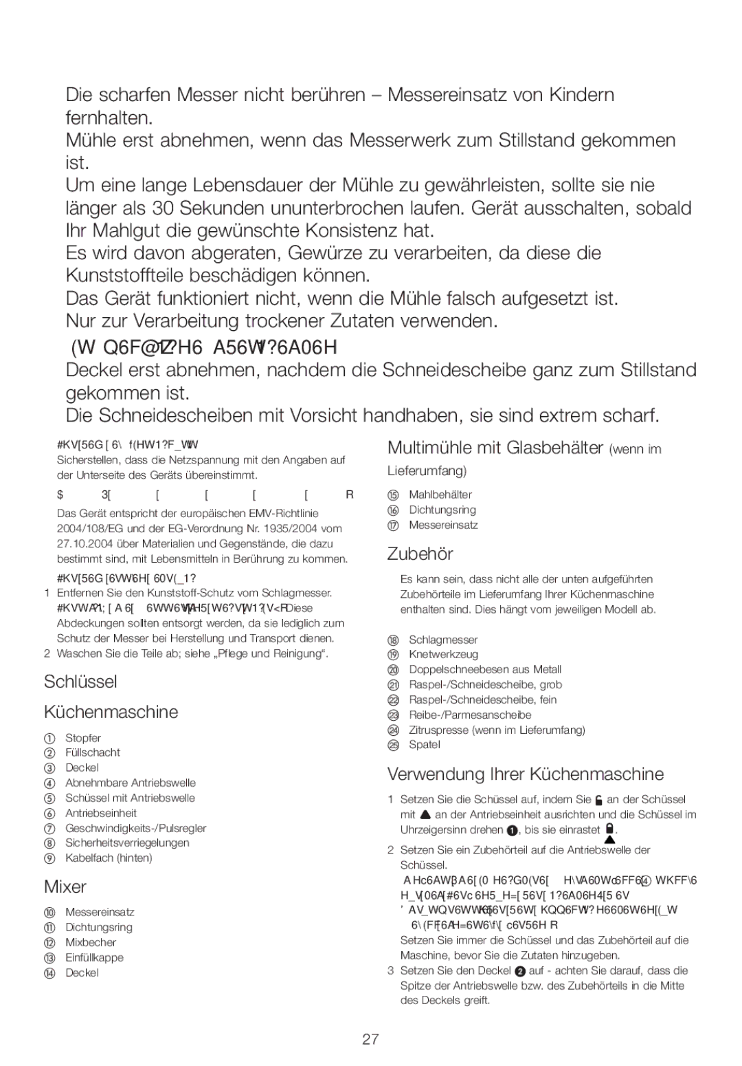 Kenwood FPM25 manual Raspel-/Schneidescheiben 