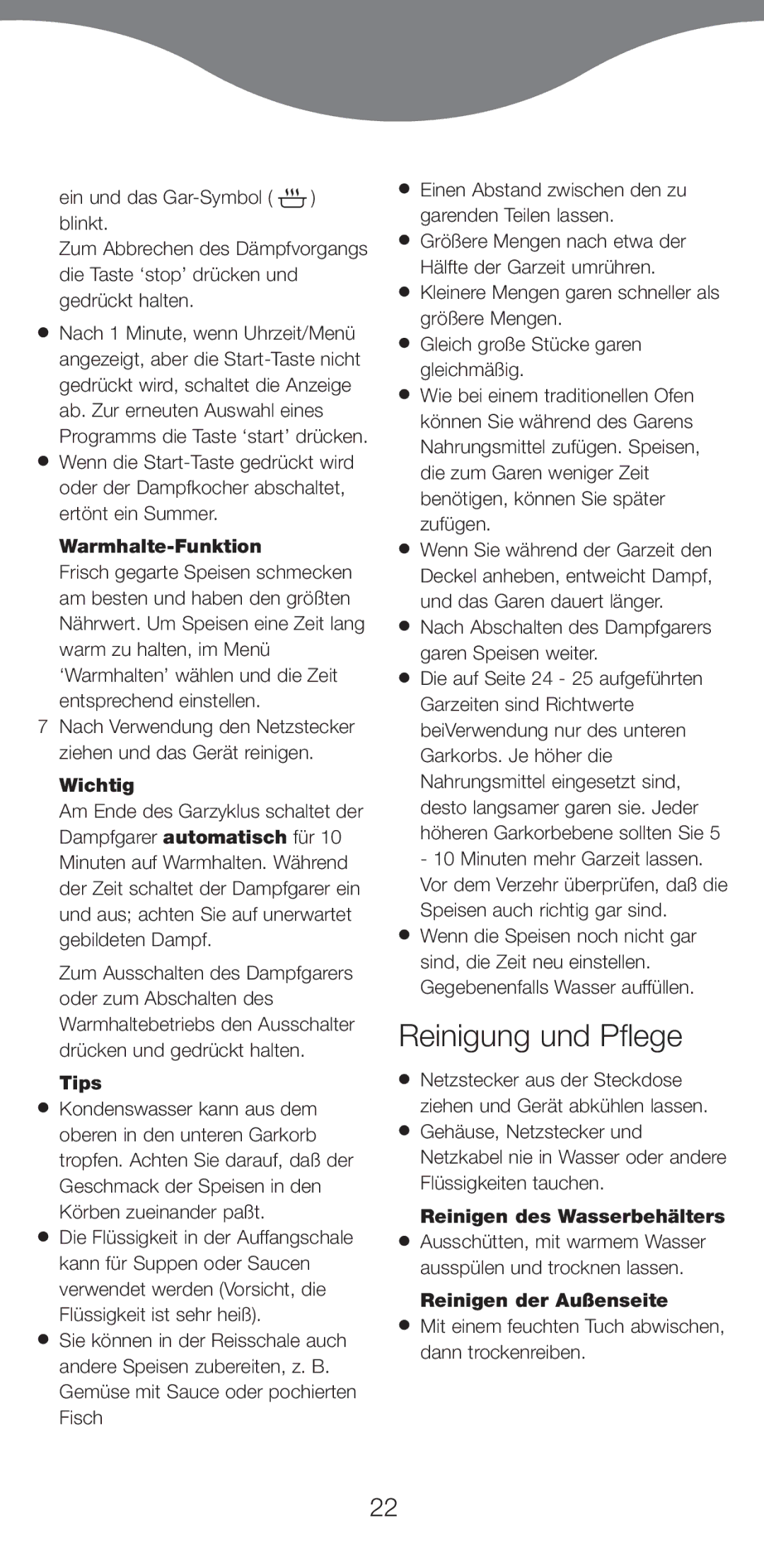 Kenwood FS470 series manual Reinigung und Pflege 