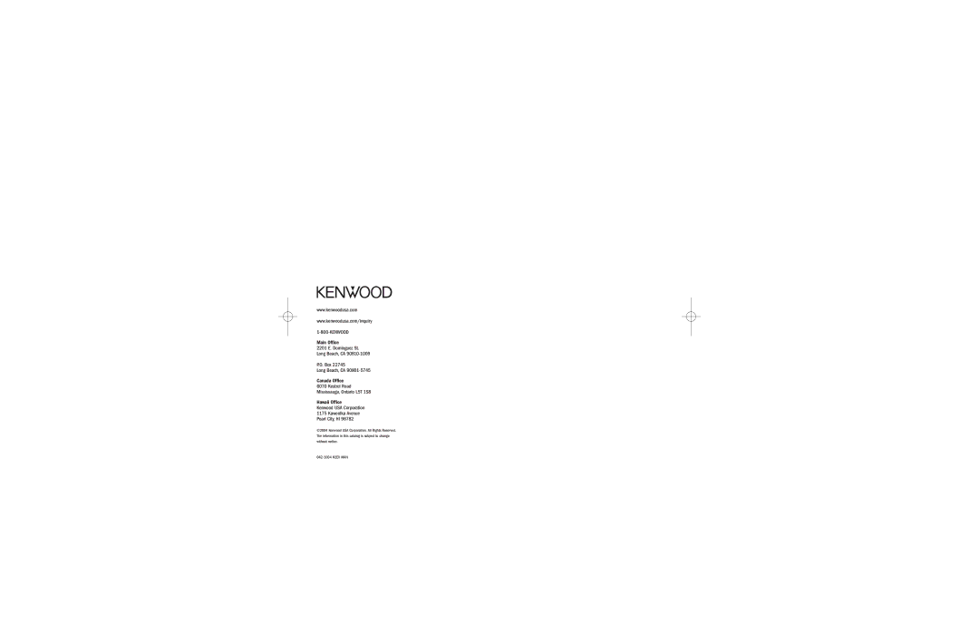 Kenwood H2EV operating instructions Kenwood 