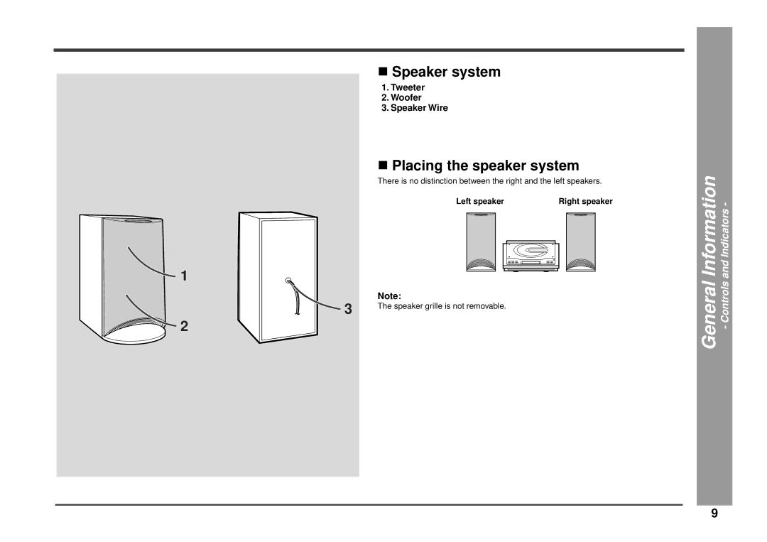 Kenwood HM-233 instruction manual Speaker system, Placing the speaker system, Tweeter Woofer Speaker Wire 