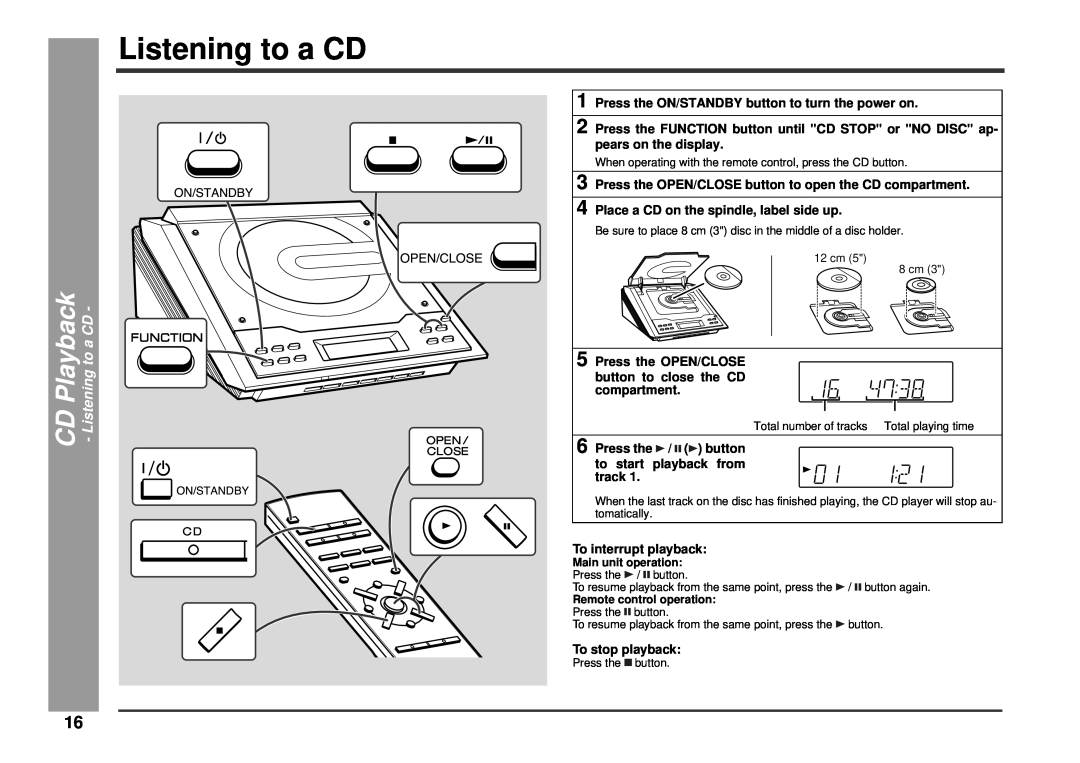 Kenwood HM-233 instruction manual CD Playback - Listening to a CD 