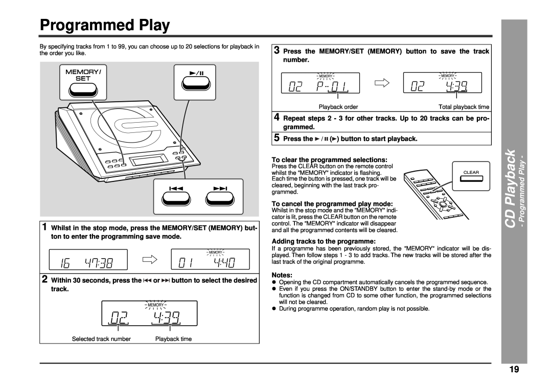 Kenwood HM-233 instruction manual CD Playback - Programmed Play 