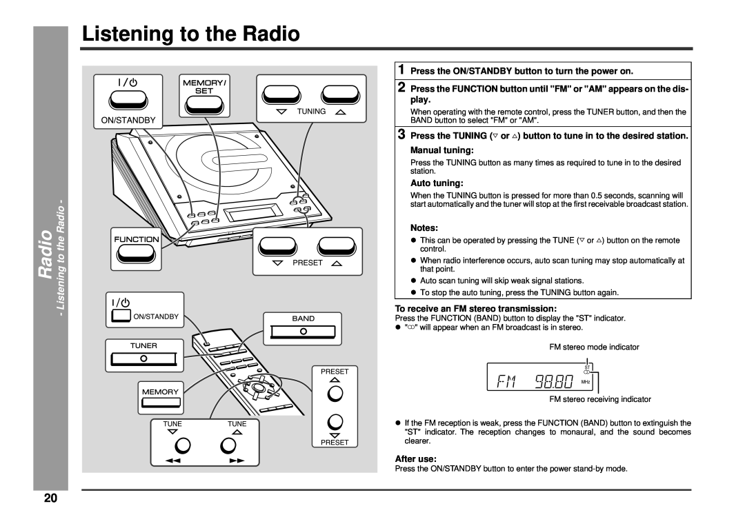 Kenwood HM-233 instruction manual Radio - Listening to the Radio 