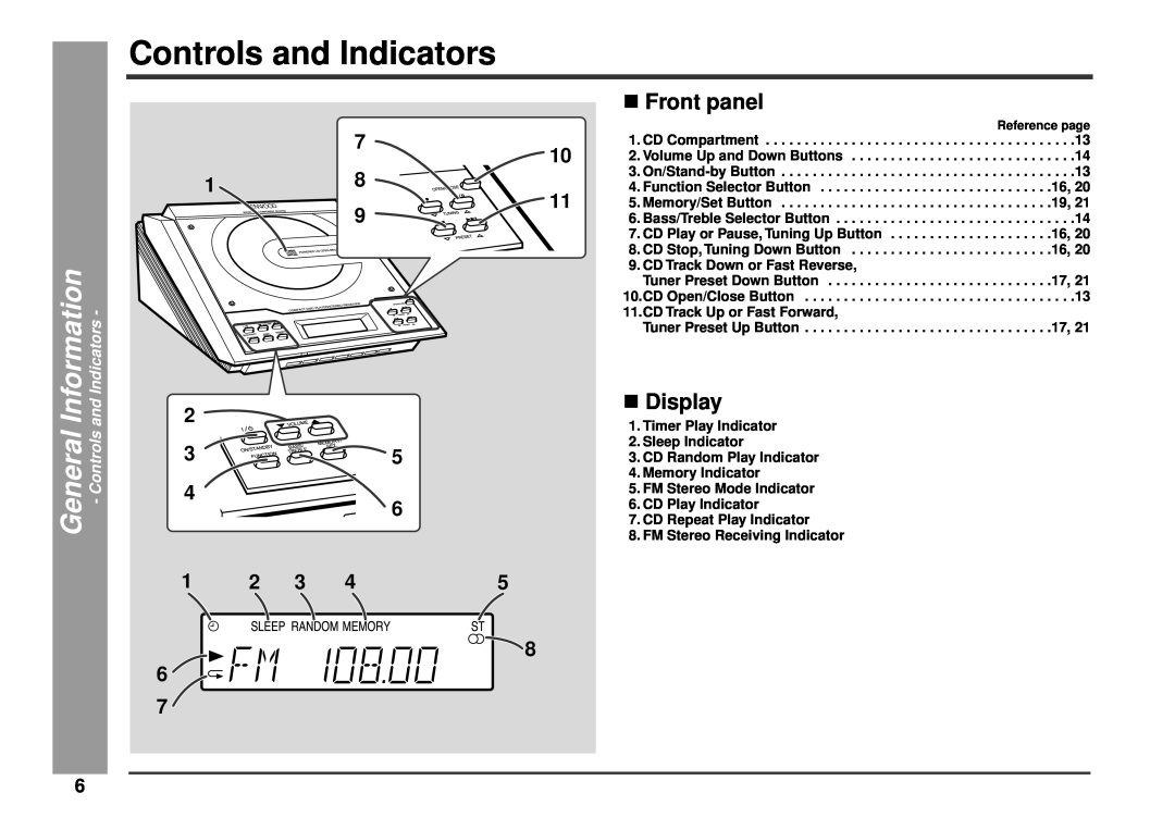Kenwood HM-233 instruction manual Controls and Indicators, Information, General, ν Front panel, νDisplay 