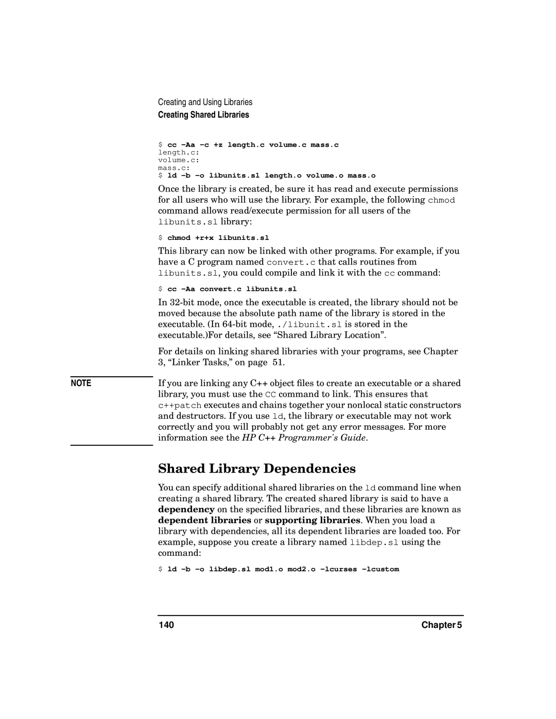 Kenwood HP 9000 manual Shared Library Dependencies, Information see the HP C++ Programmers Guide, 140 