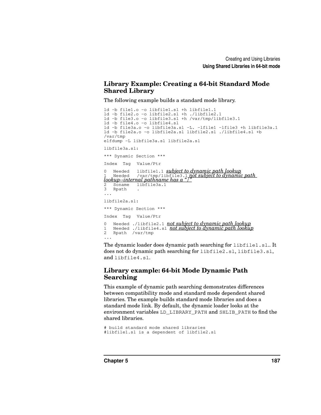 Kenwood HP 9000 manual Library example 64-bit Mode Dynamic Path Searching, Libfile1.1 subject to dynamic path lookup 