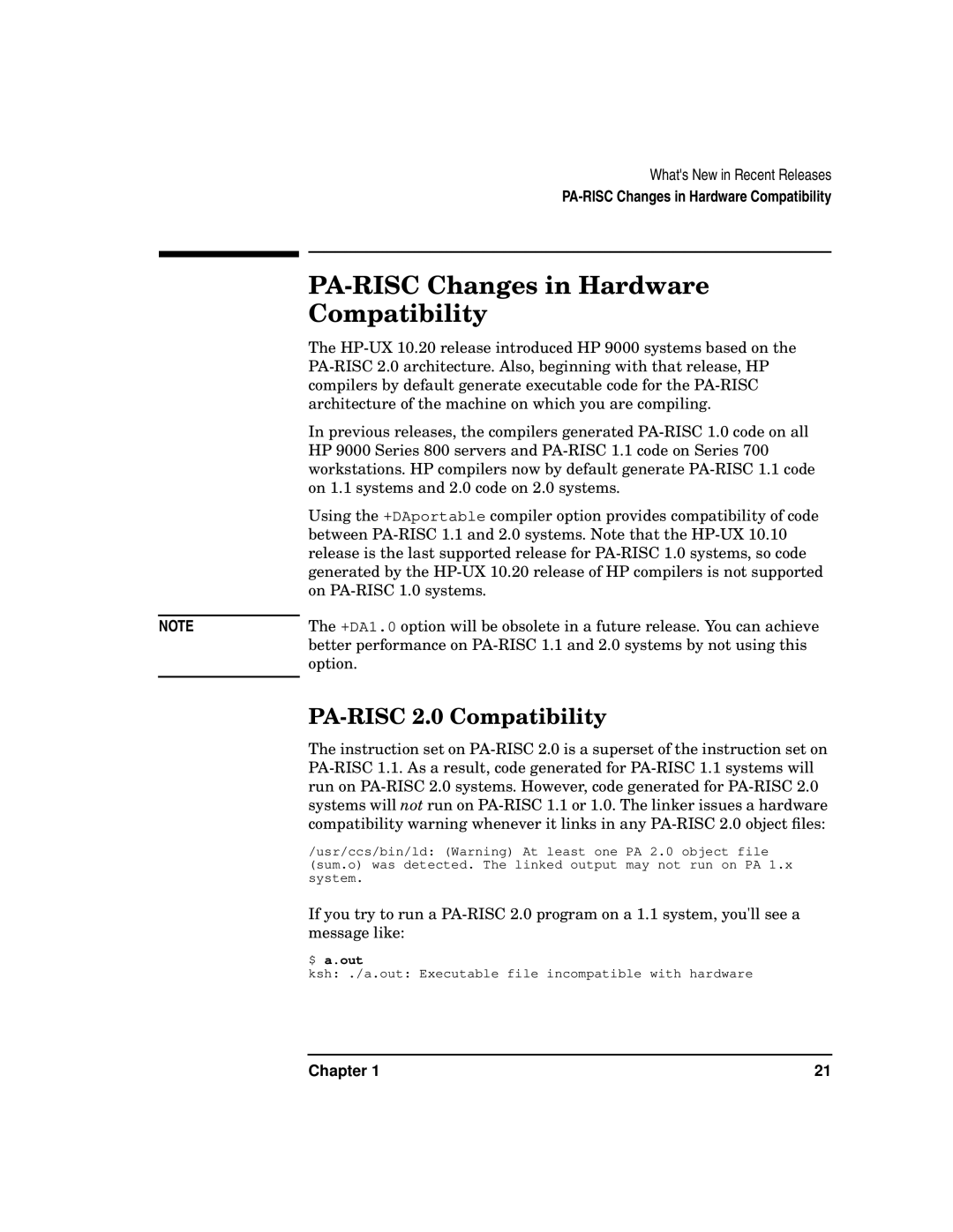 Kenwood HP 9000 manual PA-RISC Changes in Hardware Compatibility, PA-RISC 2.0 Compatibility 