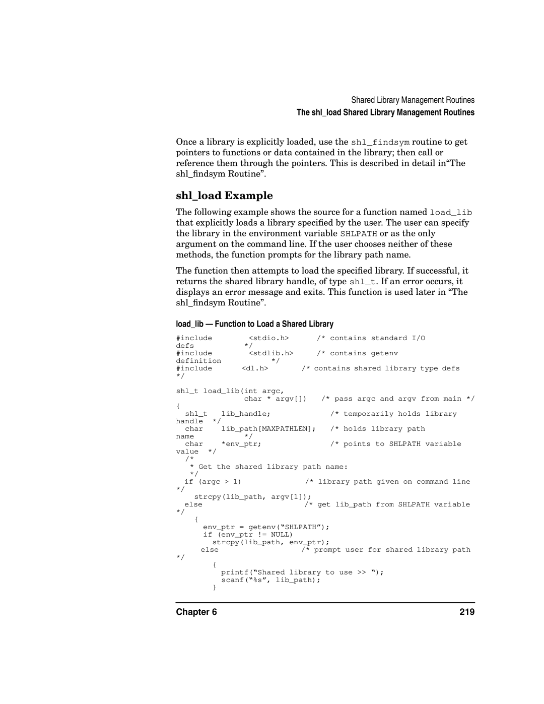 Kenwood HP 9000 manual Shlload Example, Loadlib Function to Load a Shared Library 