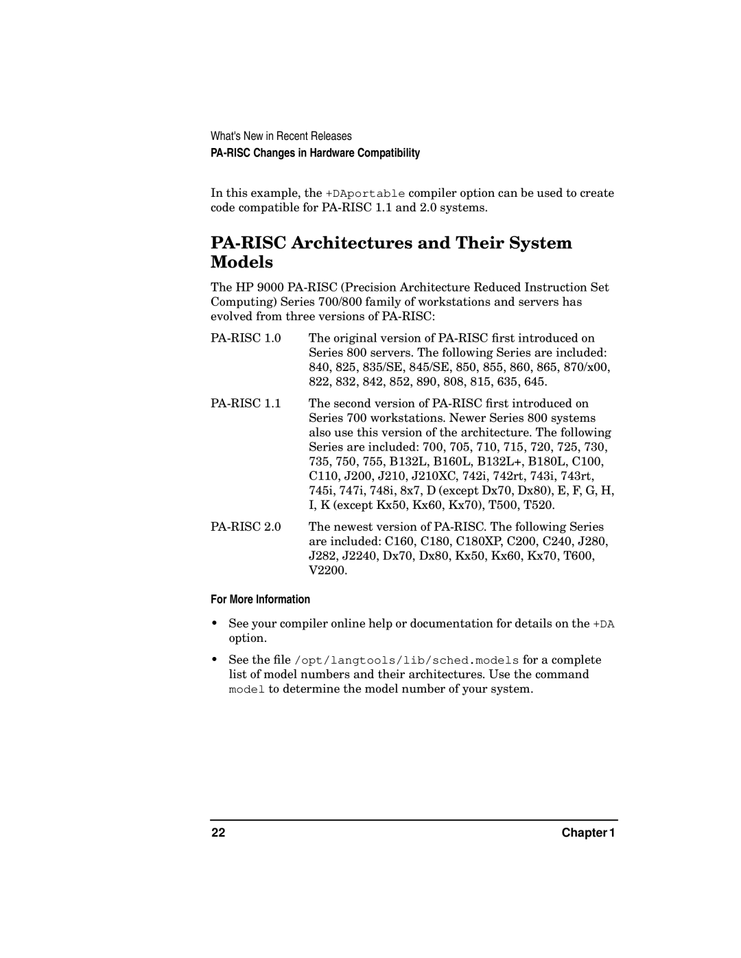 Kenwood HP 9000 manual PA-RISC Architectures and Their System Models, For More Information 