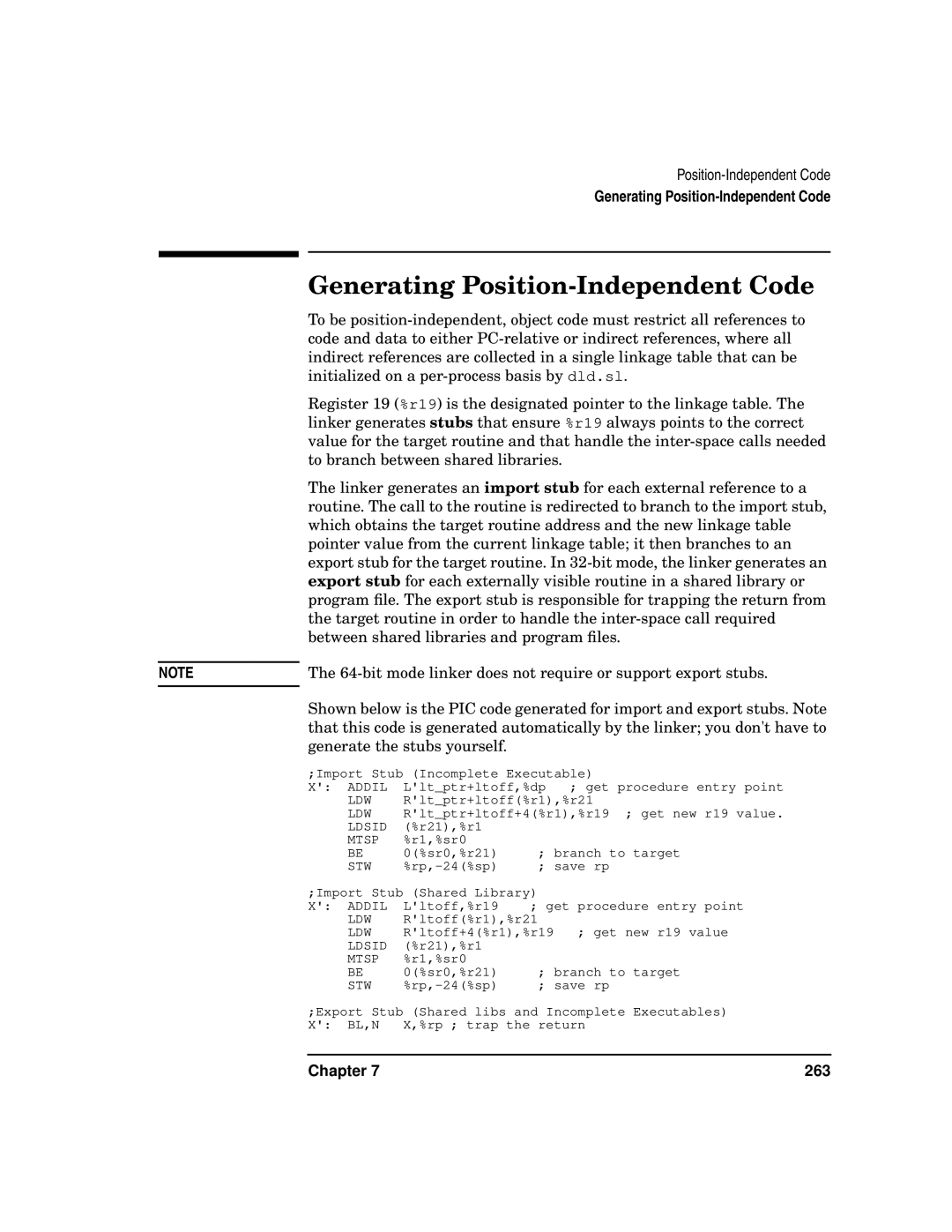 Kenwood HP 9000 manual Generating Position-Independent Code 