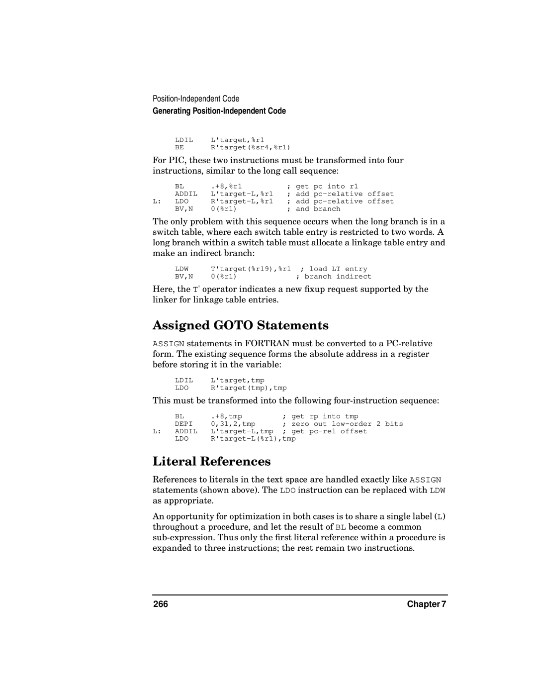 Kenwood HP 9000 manual Assigned Goto Statements, Literal References, 266 