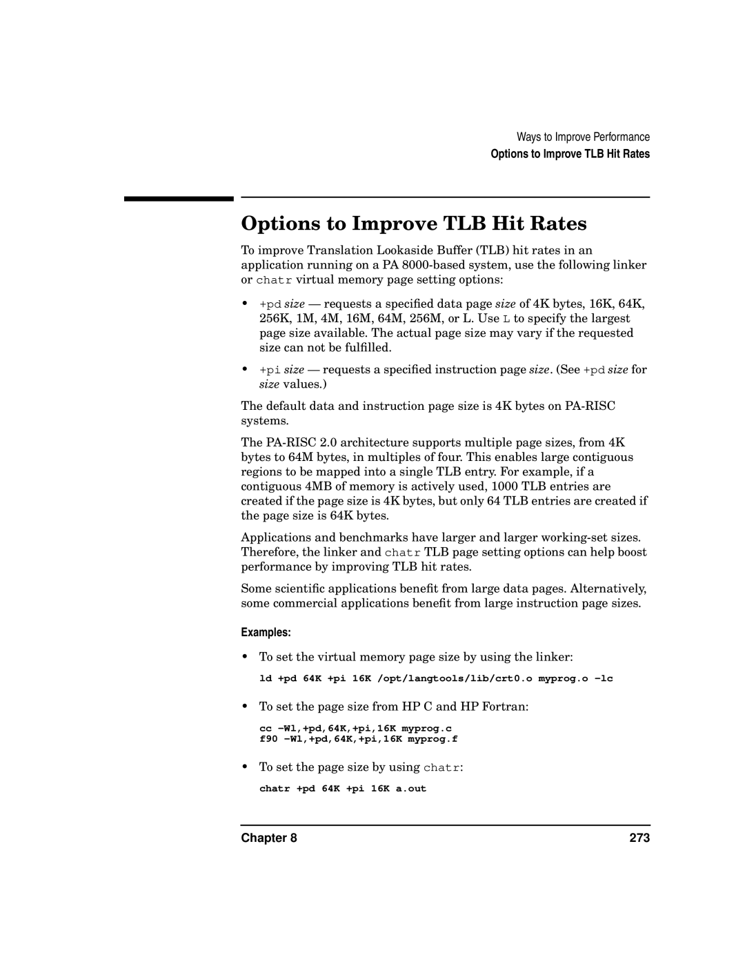 Kenwood HP 9000 manual Options to Improve TLB Hit Rates 