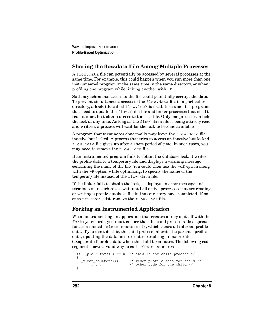 Kenwood HP 9000 manual Sharing the ﬂow.data File Among Multiple Processes, Forking an Instrumented Application, 282 