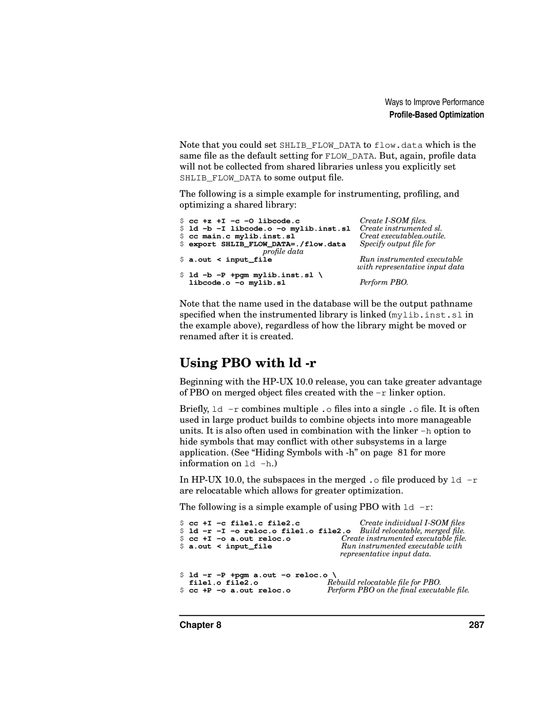 Kenwood HP 9000 manual Using PBO with ld -r 