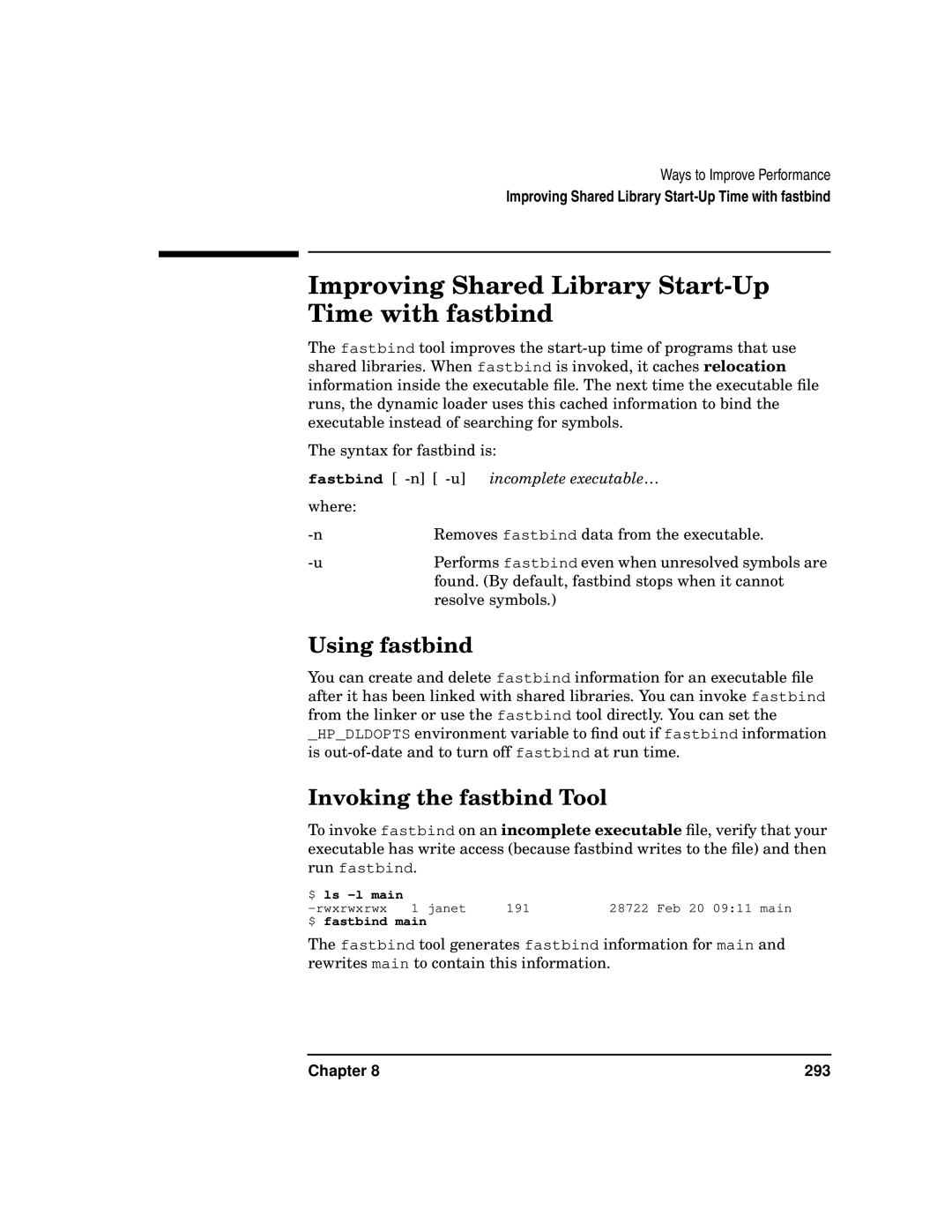 Kenwood HP 9000 manual Improving Shared Library Start-Up Time with fastbind, Using fastbind, Invoking the fastbind Tool 