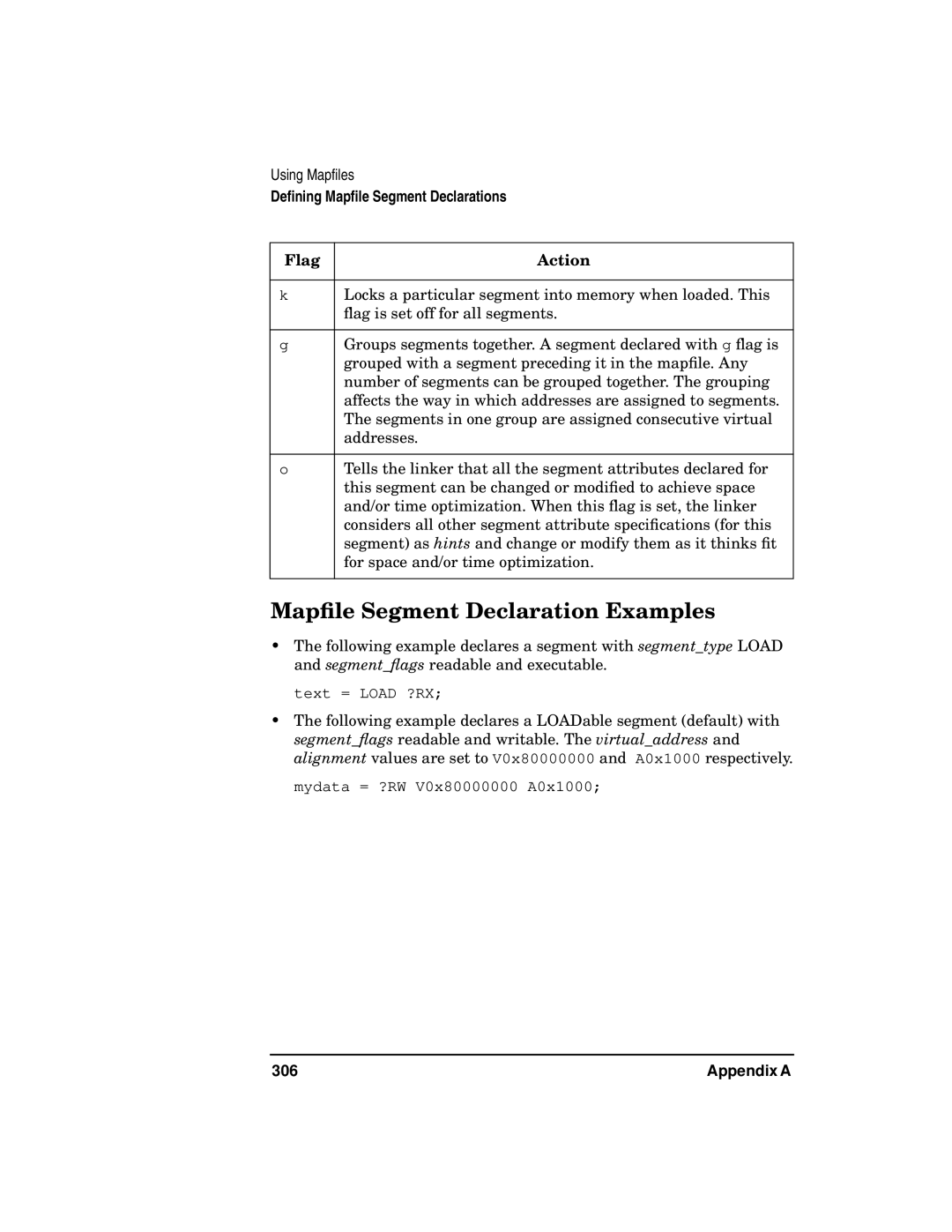 Kenwood HP 9000 manual Mapﬁle Segment Declaration Examples, 306 