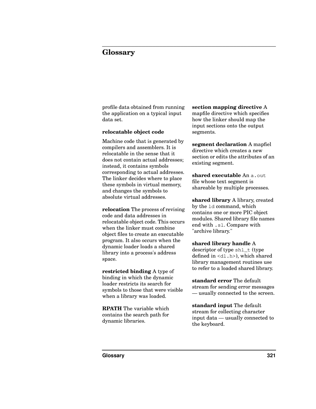 Kenwood HP 9000 manual Relocatable object code, Glossary 321 