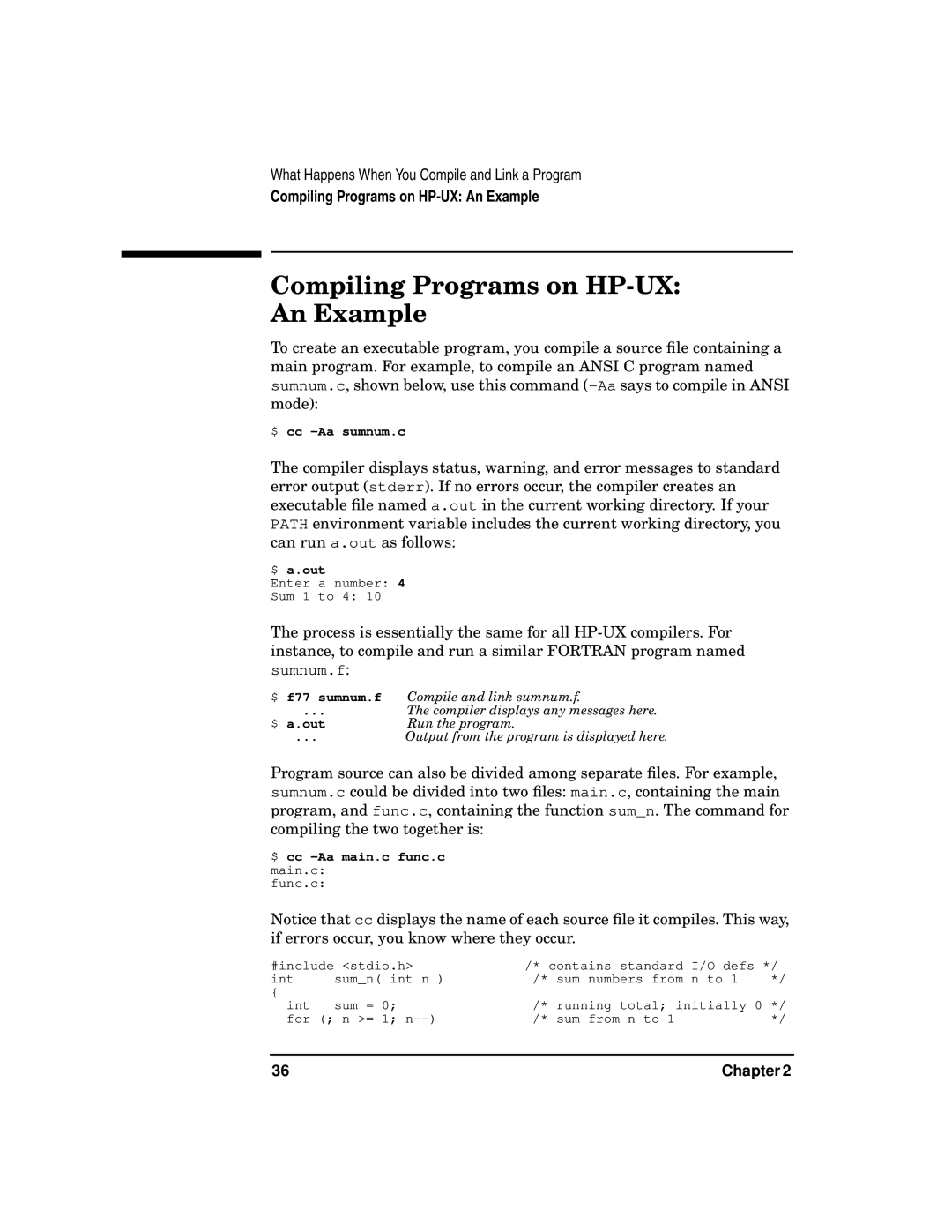 Kenwood HP 9000 manual Compiling Programs on HP-UX An Example 