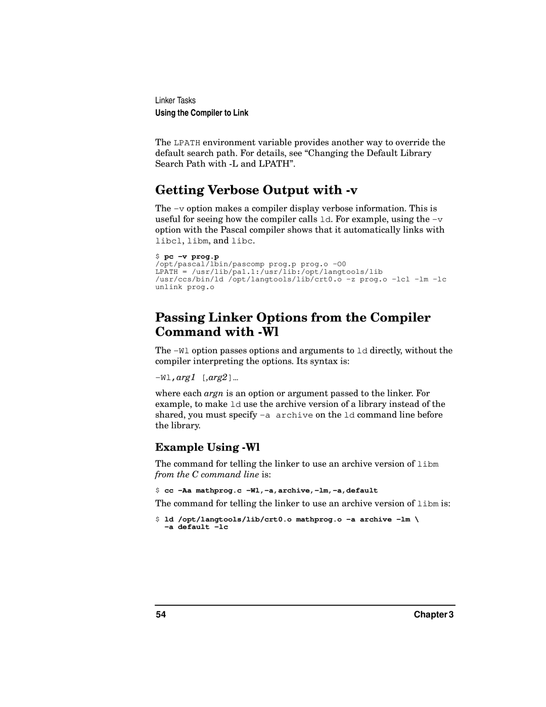 Kenwood HP 9000 Getting Verbose Output with, Passing Linker Options from the Compiler Command with -Wl, Example Using -Wl 