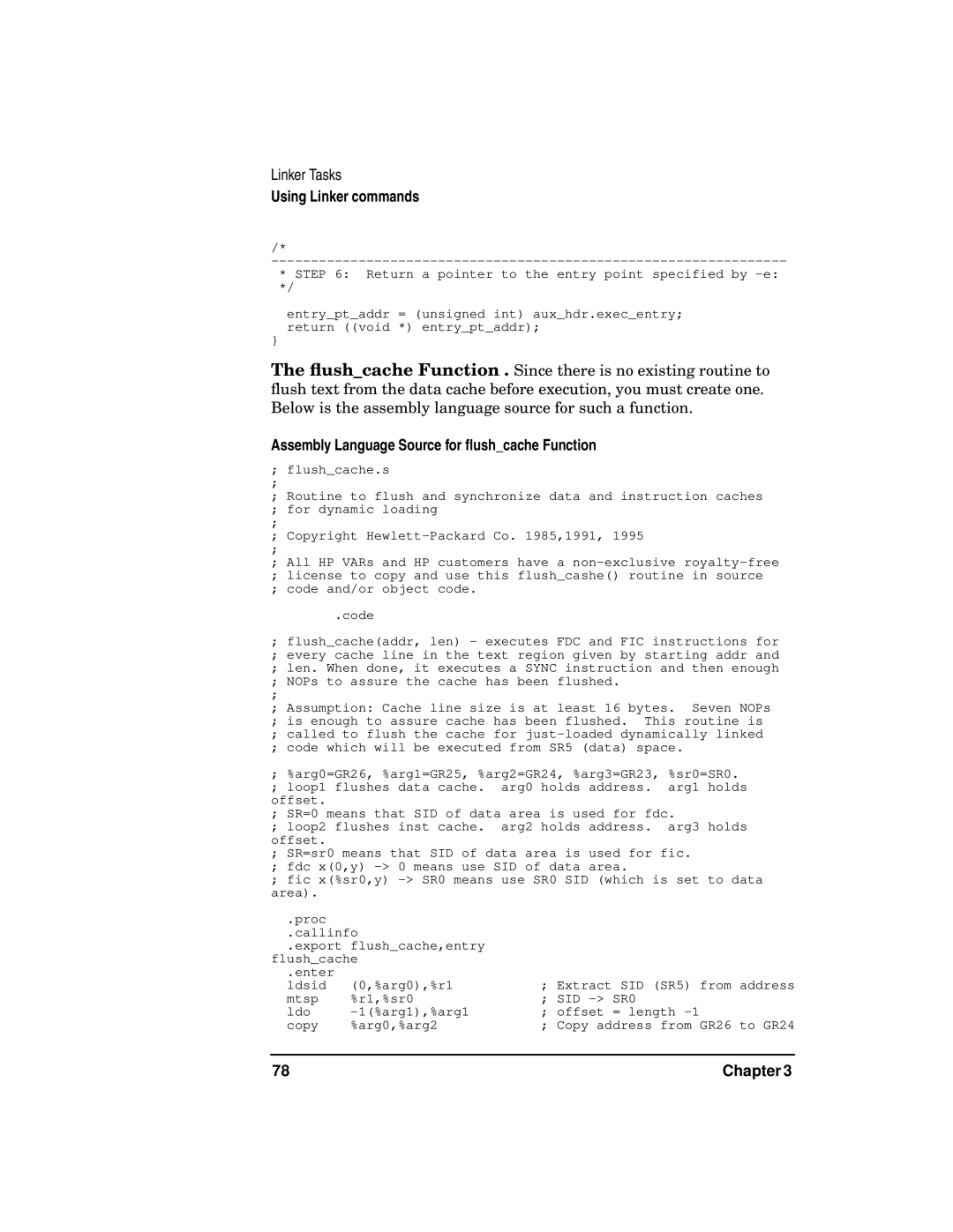 Kenwood HP 9000 manual Assembly Language Source for ﬂushcache Function 