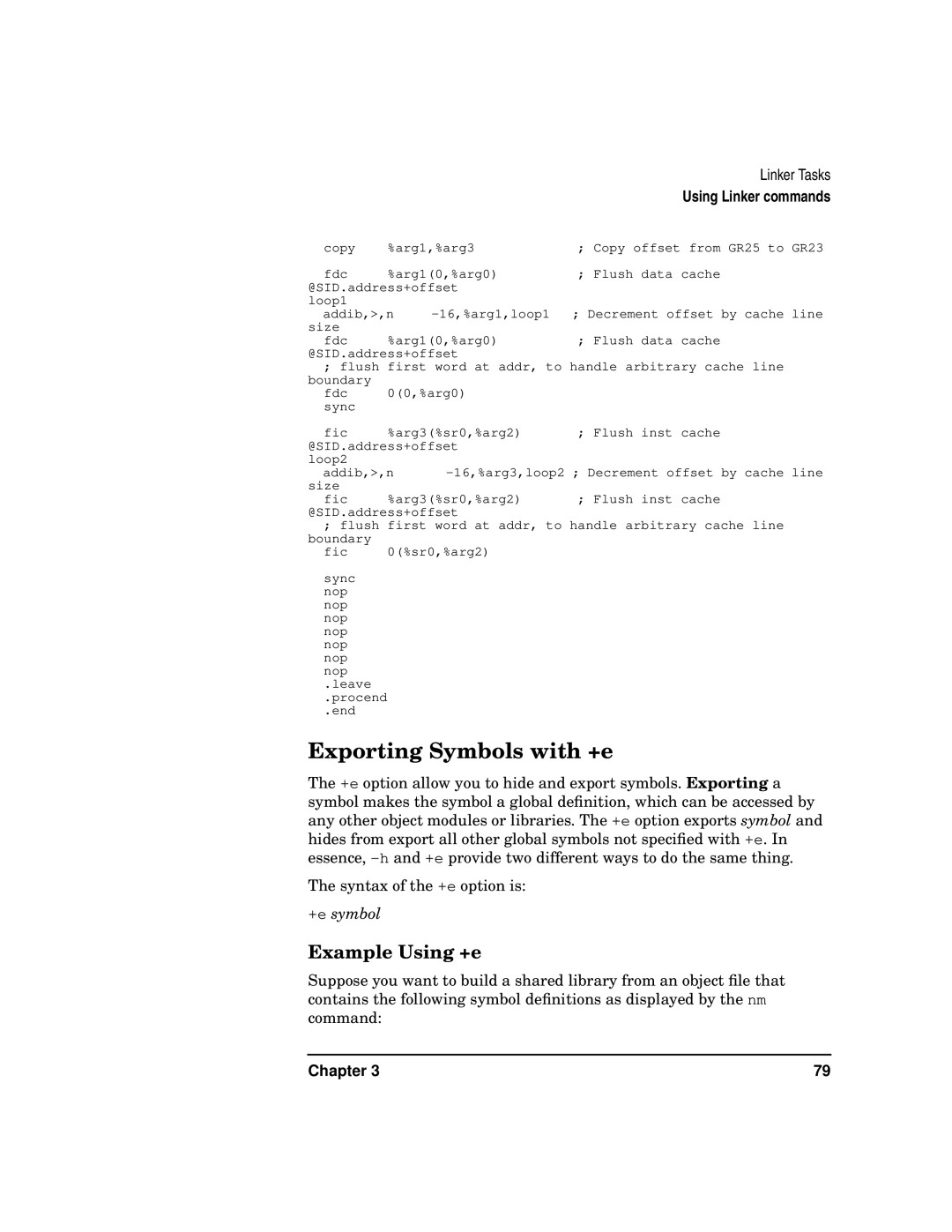 Kenwood HP 9000 manual Exporting Symbols with +e, Example Using +e, +e symbol 