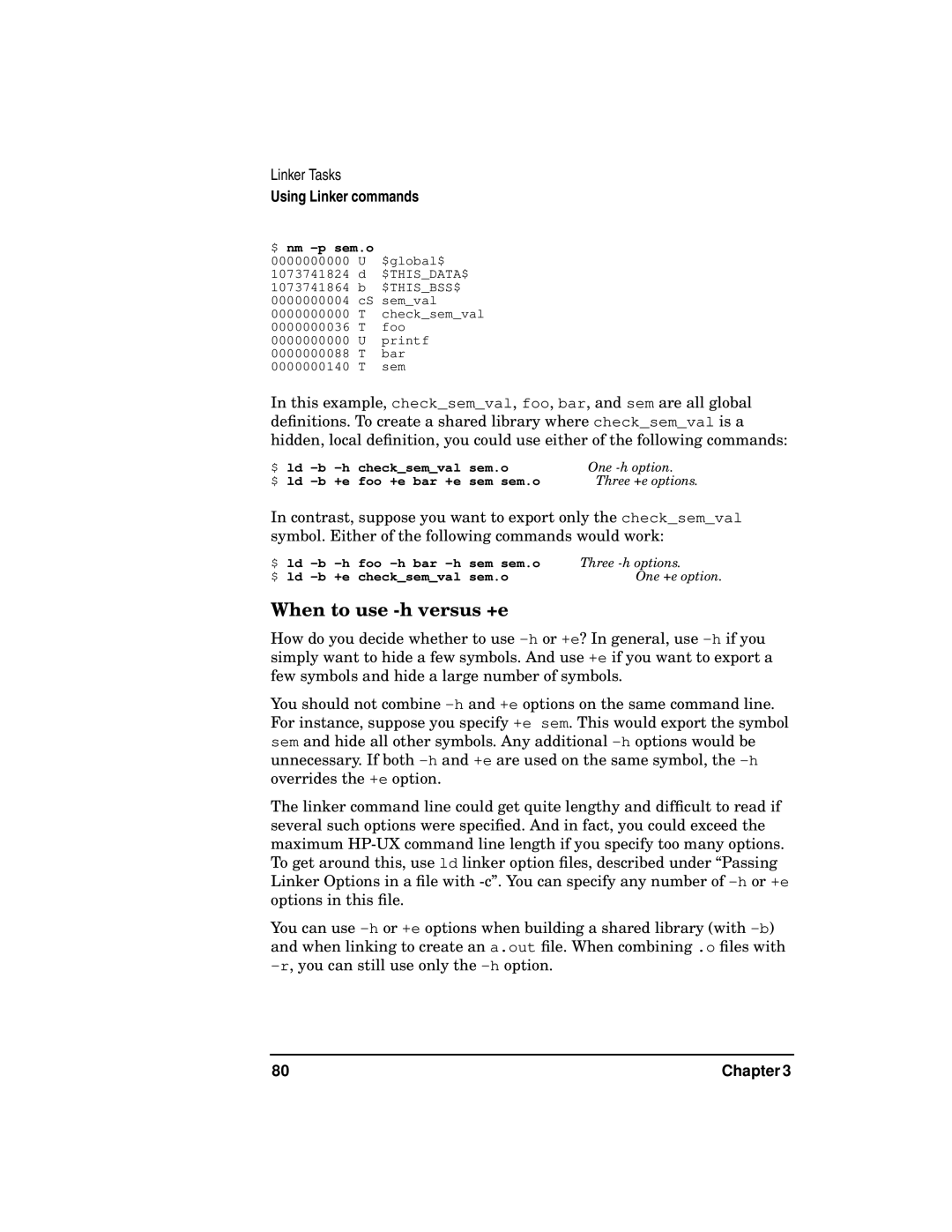 Kenwood HP 9000 manual When to use -h versus +e, $ nm -p sem.o 