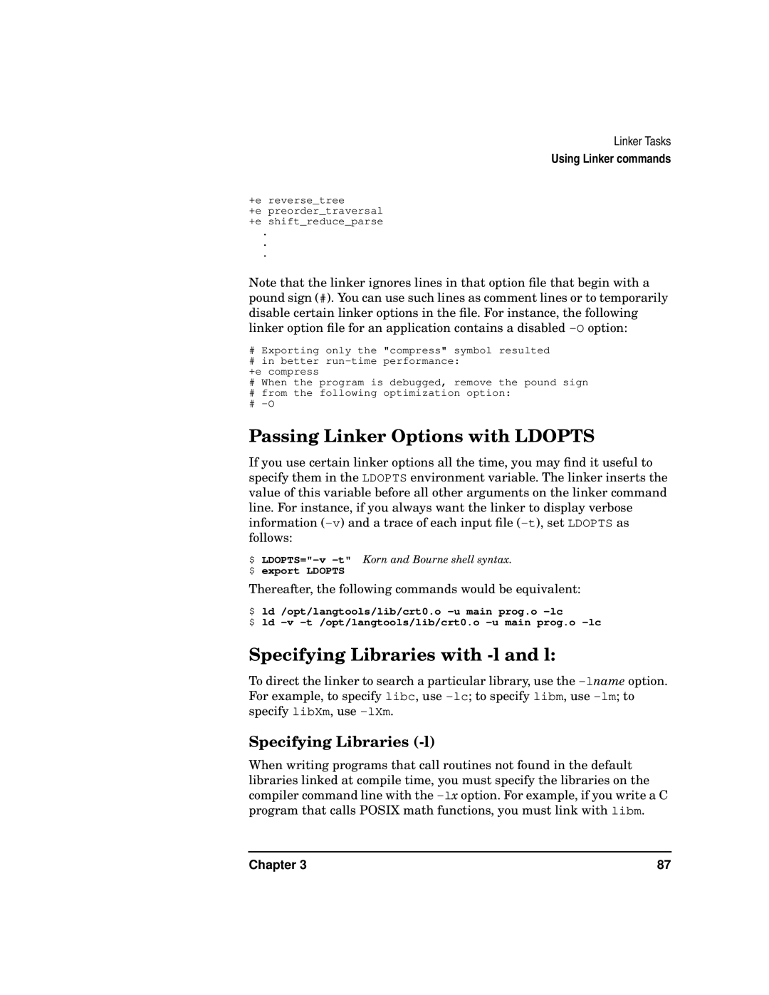 Kenwood HP 9000 manual Passing Linker Options with Ldopts, Specifying Libraries with -l and l, Specifying Libraries -l 